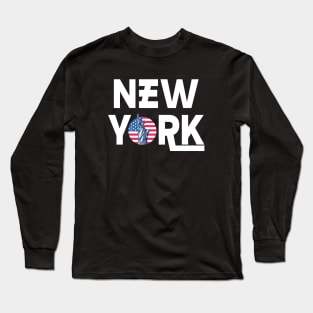 New York - American Flag Statue of Liberty Long Sleeve T-Shirt